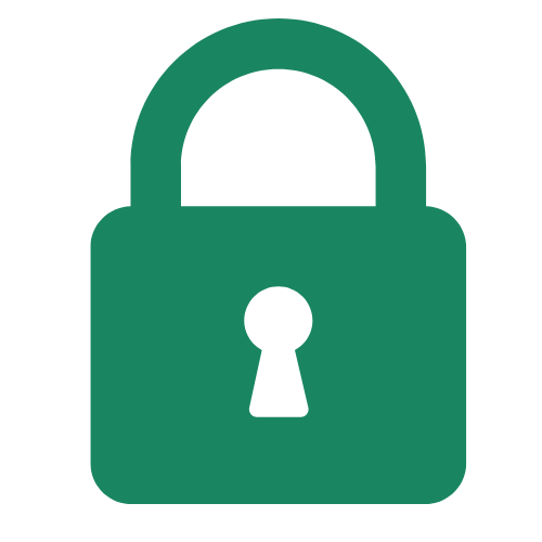 Green padlock icon with a closed shackle, symbolizing security or privacy.